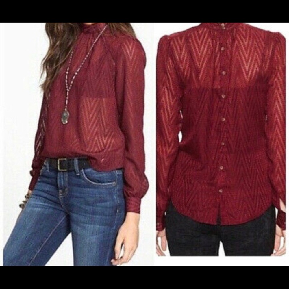 Free People sheer long sleeve top